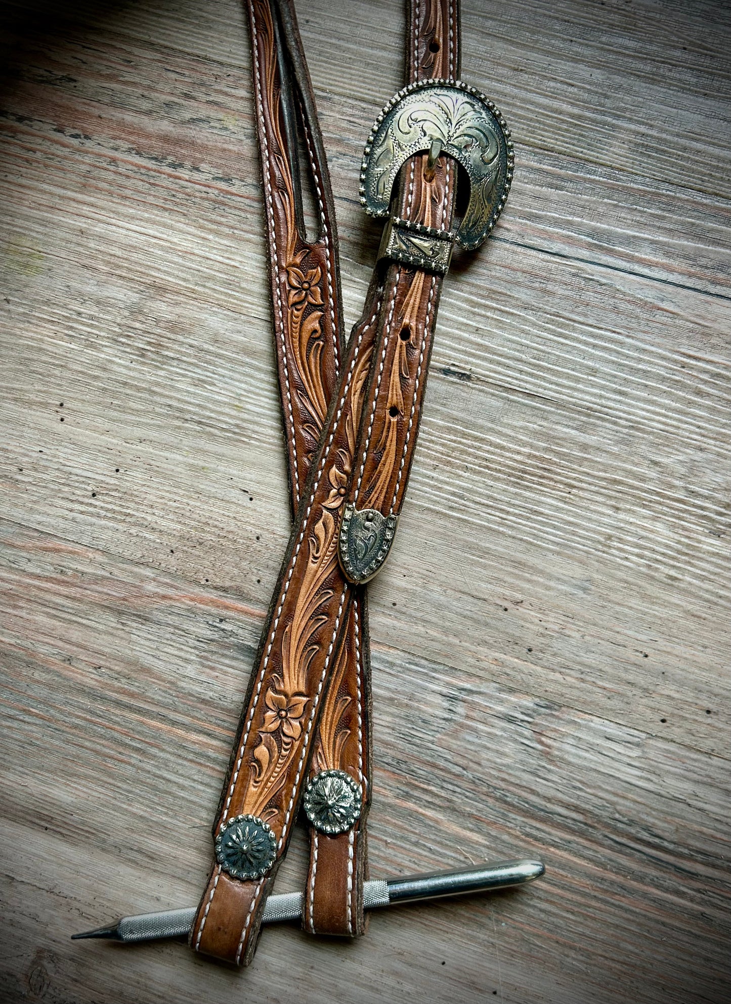 Floral Tooled Split-Ear Headstall