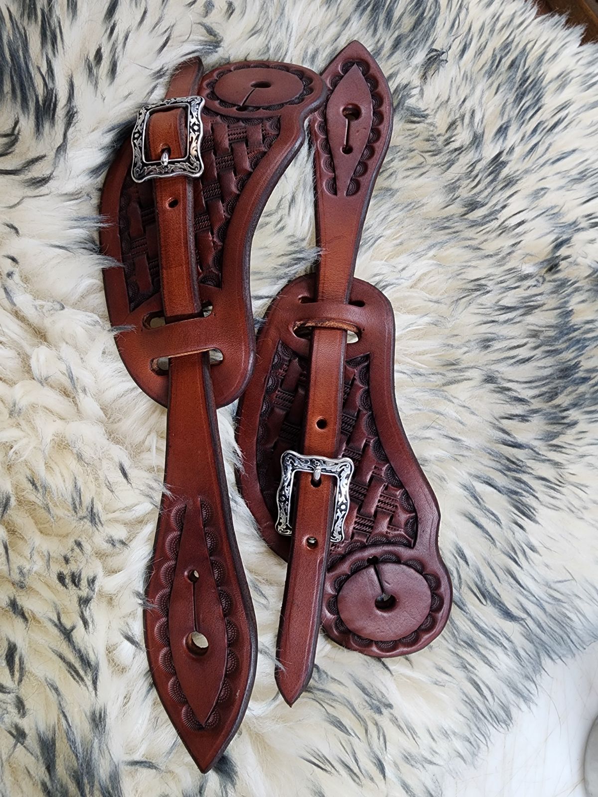 Basket-stamped Buckaroo Spur Straps